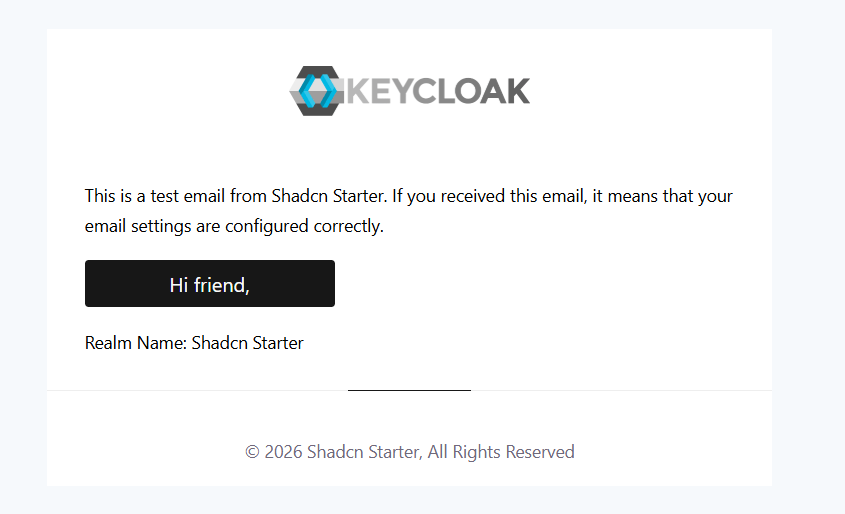 A themed email sent by Keycloak, styled from the same palette as the login pages