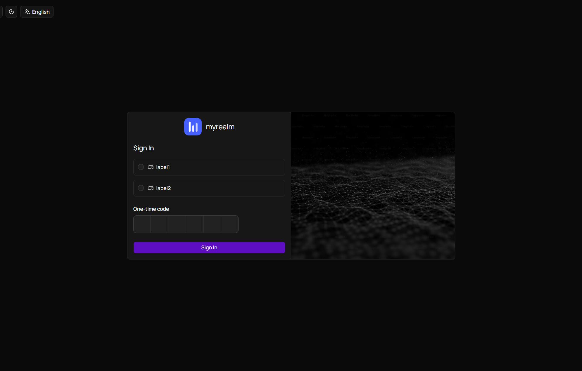 A one-time code prompt with the image inside the card